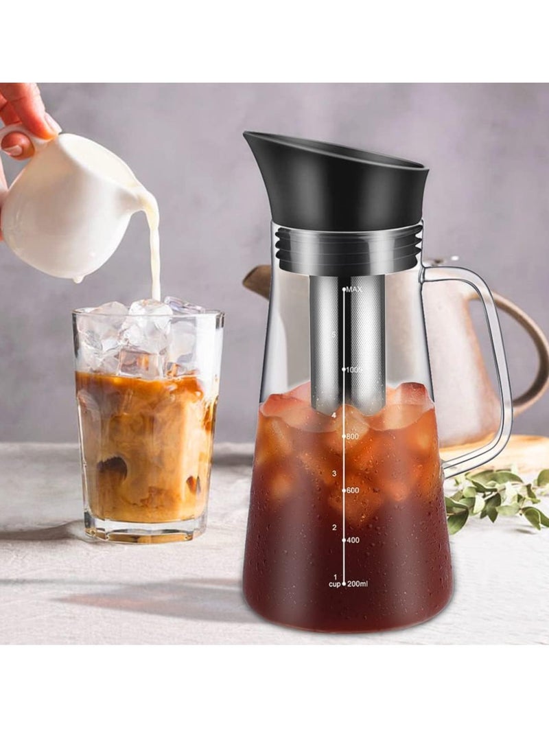 Cold Brew Coffee Maker, 1400ml Iced coffee maker Machine, with Removable 304 Stainless Steel Fine Mesh Infuser, Cold Brew Coffee Iced Hot Tea Maker - Image 2